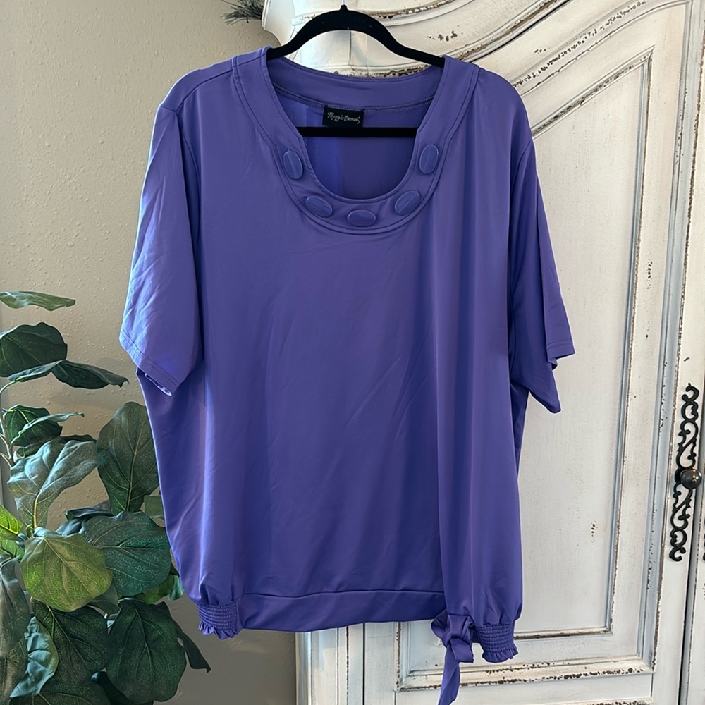 Maggie Barnes Purple Short Sleeve Blouse Top, Women’s size 3X (26/28W)